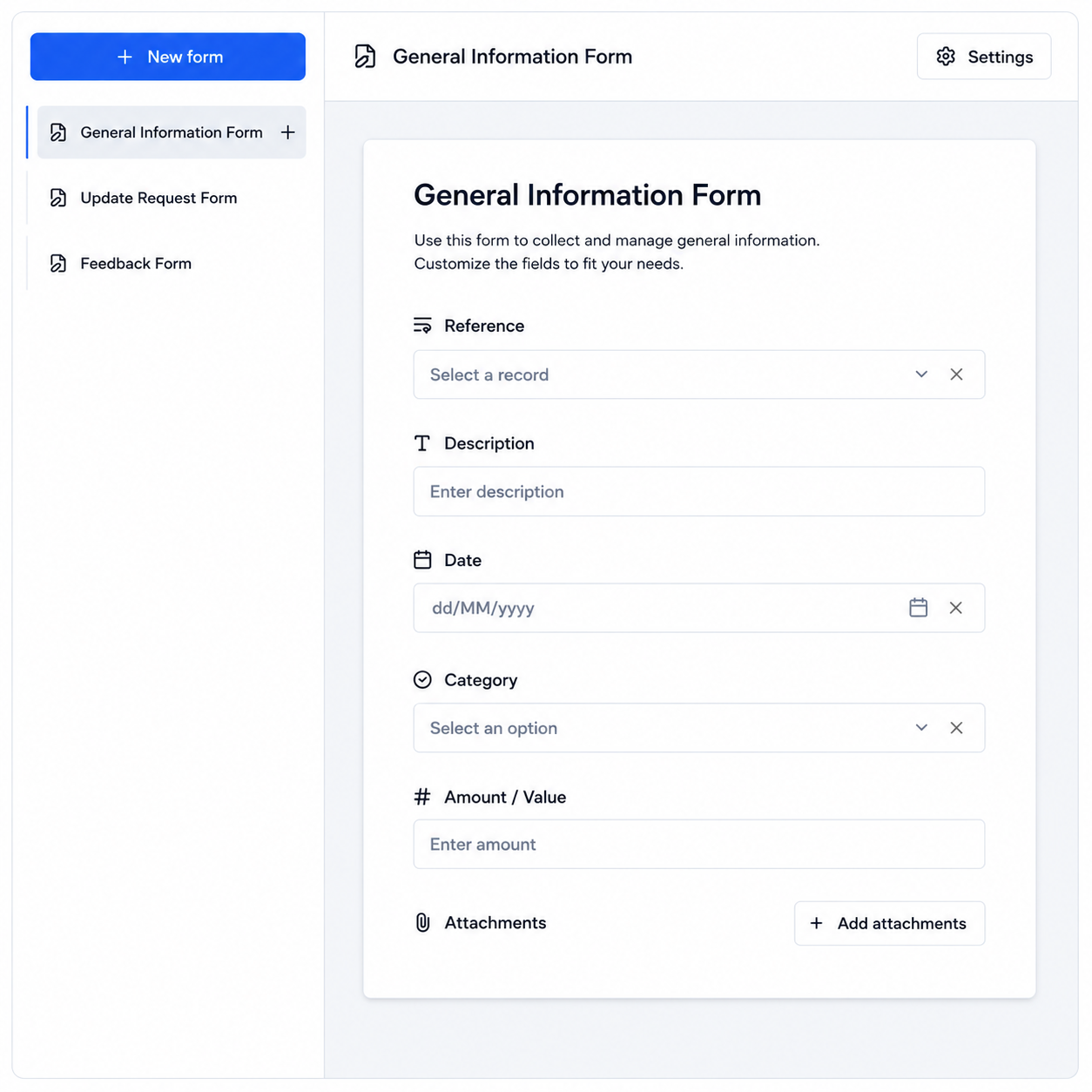 Custom form builder